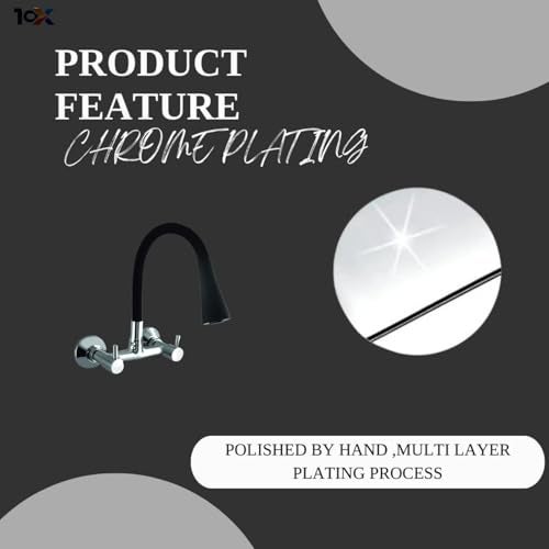 10x Brass Sink Mixer Tap for Kitchen BTl-9876 Tap with Flexible Silicone Spout | Hot & Cold Water Control | Chrome Plated | Heavy Brass Cartridge | Dual Lever Design - Image 5