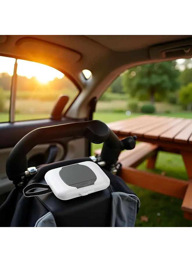 Grey Multifunctional Portable Tissue Storage Box Leakproof Travel Wipes Holder - Image 4