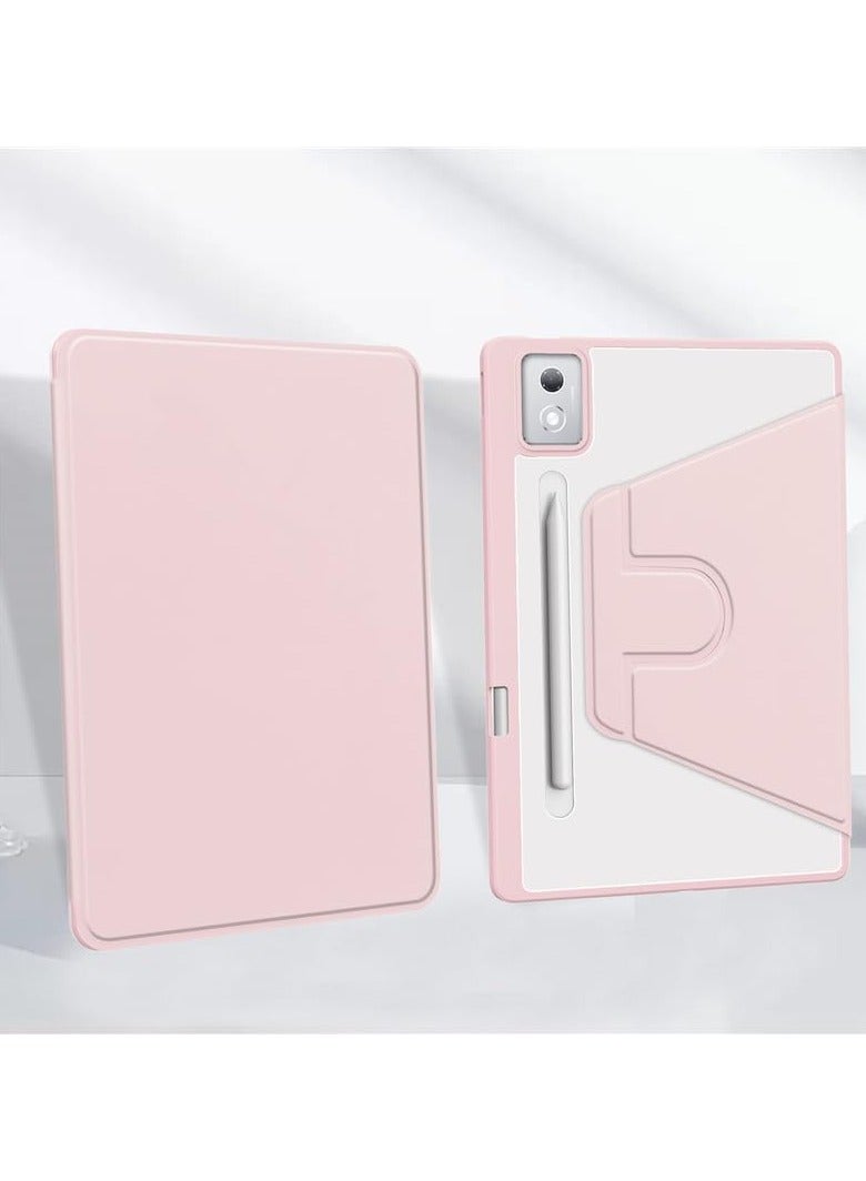 Case Compatible with Lenovo Idea Tab Pro 12.7 Inch 2025,360 Degree Rotating Stand,Acrylic Transparent Rotating Protective Case,Multi-View Stand,with Pen Slot,Auto Sleep/Wake (Pink) - Image 4
