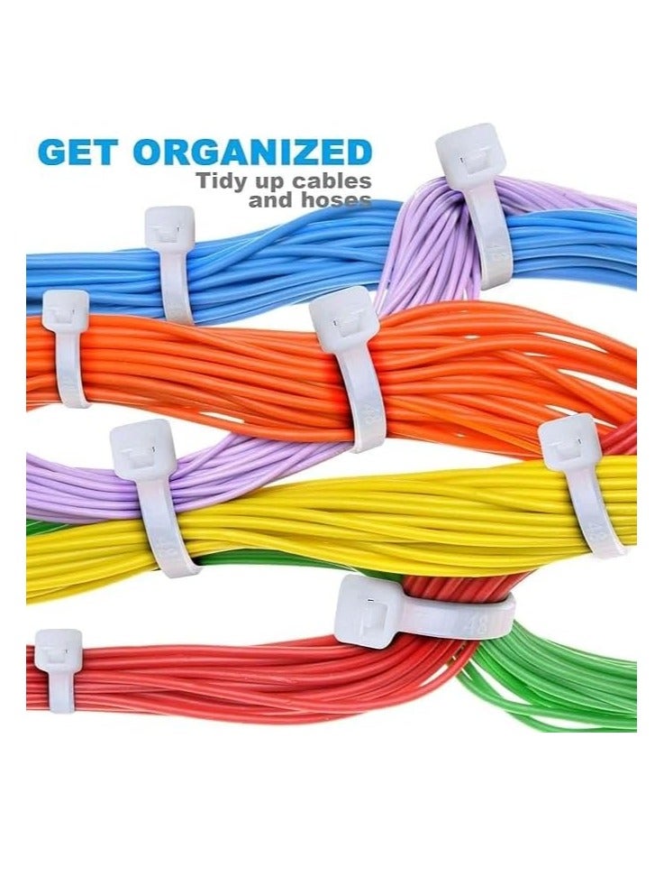 Loquat Nylon Cable Ties White 100 Pieces Pack Durable Self-Locking Design Wire Ties Indoor Outdoor Use Zip Ties (4.8x300mm) - Image 2