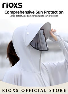 RIOXS Women's Upf50+ Uv Sun Protection Ice Silk Clothing Long Sleeve Athletic Cycling Shirts Lightweight Breathable Hoodie Zip Up Outdoor Jacket With Detachable Lens  - Image 5