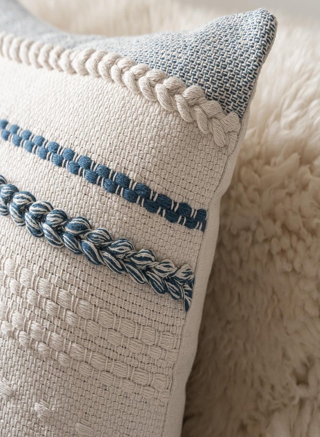 Cethom Boho Throw Pillow Covers 20x20 Inch Set of 2, Blue Textured Decorative Couch Pillow Cases for Farmhouse Home Decor, Accent Cushion Cover for Sofa, Bed, Living Room, Bedroom - Image 4