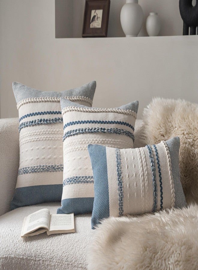 Cethom Boho Throw Pillow Covers 20x20 Inch Set of 2, Blue Textured Decorative Couch Pillow Cases for Farmhouse Home Decor, Accent Cushion Cover for Sofa, Bed, Living Room, Bedroom - Image 5