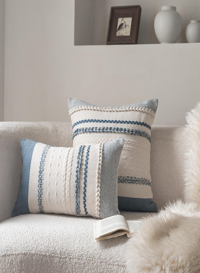 Cethom Boho Throw Pillow Covers 20x20 Inch Set of 2, Blue Textured Decorative Couch Pillow Cases for Farmhouse Home Decor, Accent Cushion Cover for Sofa, Bed, Living Room, Bedroom - Image 3