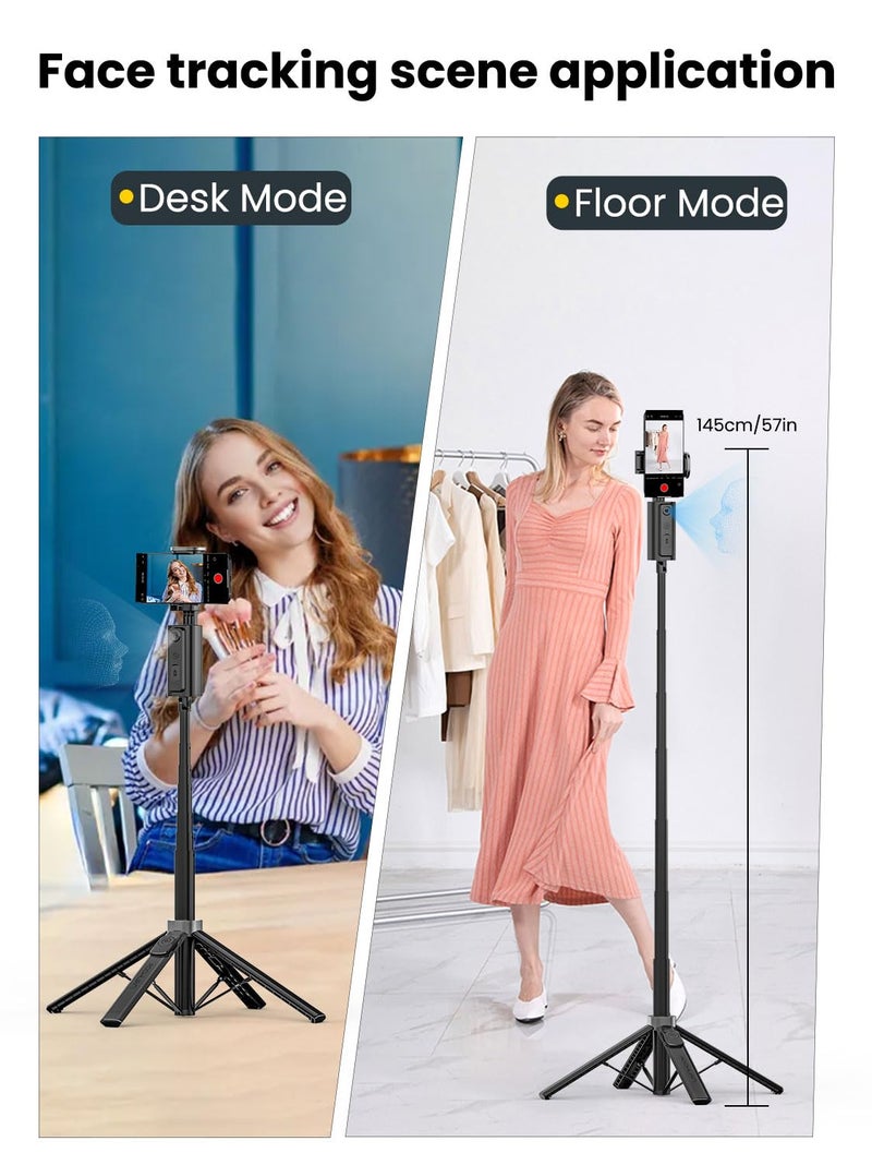 AOCHUAN Auto Face TrackingTripod, w/Gesture Control for iPhone,Extendable Pole, 360Â° Rotating Selfie Stick,Wireless Remote,Video Recording 4-Leg Stable & Portable Tripod - Image 2
