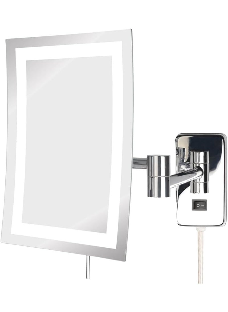 Jerdon JERDON Wall Mount Makeup Mirror with 5X Magnification - 8.75” x 6.5” Rectangular Design Extends 15.5” from The Wall – Chrome Finish – Power Cord and Plug – Model JRT710CL 