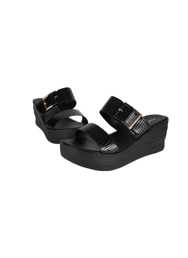 Michelle Morgan Michelle Morgan Ladies Wedge Sandals 214RJ662 Black  - Image 2