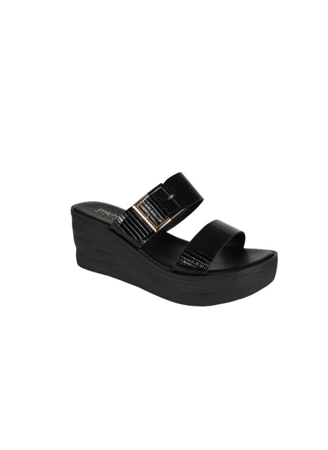 Michelle Morgan Michelle Morgan Ladies Wedge Sandals 214RJ662 Black  - Image 1