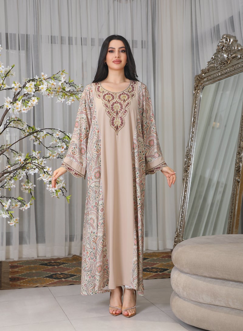 Bint Al Bilad Bint Al Bilad Women's Summer Long Luxury Jalabiya | jalabiya for women, Full-Length Kaftan Dress for Eid, Wedding, Special Occasions | Embroidered Saudi Abaya | Modest Islamic Clothing  - Image 1