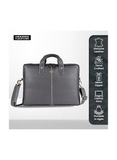HAMMONDS FLYCATCHER HAMMONDS FLYCATCHER Genuine Leather Office Bag for Men - 15.6 Inch Laptop Bag for Men, Professional Leather Bag for Men - Adjustable Straps and Multiple Compartments - 1 Year Warranty - Graphite Grey  - Image 2