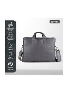 HAMMONDS FLYCATCHER HAMMONDS FLYCATCHER Genuine Leather Office Bag for Men - 15.6 Inch Laptop Bag for Men, Professional Leather Bag for Men - Adjustable Straps and Multiple Compartments - 1 Year Warranty - Graphite Grey  - Image 4