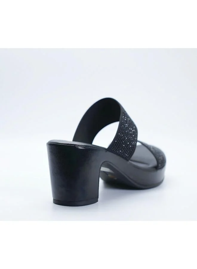 Michelle Morgan Black 092-3139 Michelle Morgan Stylish Heeled Slide Sandals 514RJ75D Black for Women | Best Price UAE