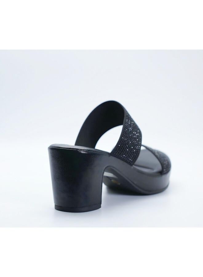 Michelle Morgan 092-3139 Michelle Morgan Stylish Heeled Slide Sandals 514RJ75D Black - Image 4