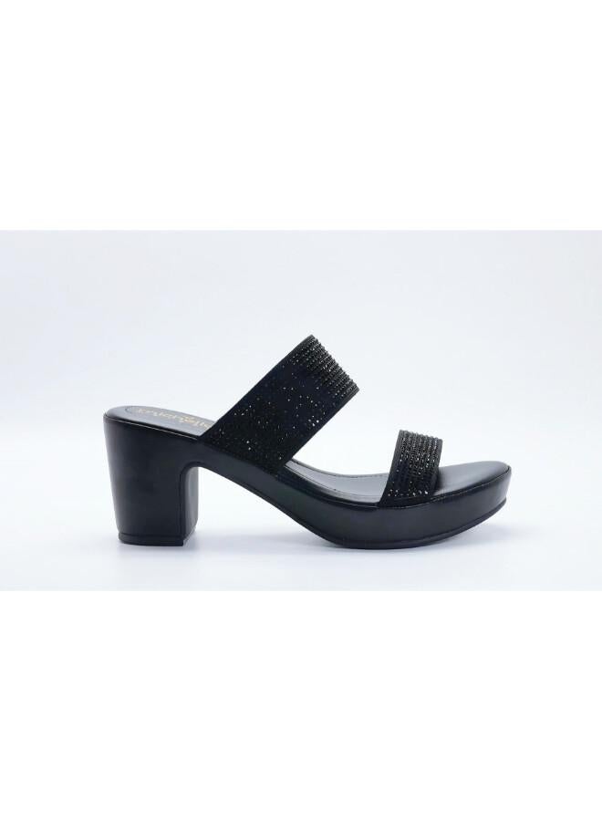 Michelle Morgan 092-3139 Michelle Morgan Stylish Heeled Slide Sandals 514RJ75D Black - Image 1