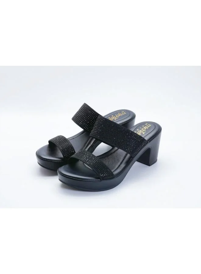 Michelle Morgan Black 092-3139 Michelle Morgan Stylish Heeled Slide Sandals 514RJ75D Black for Women | Best Price UAE