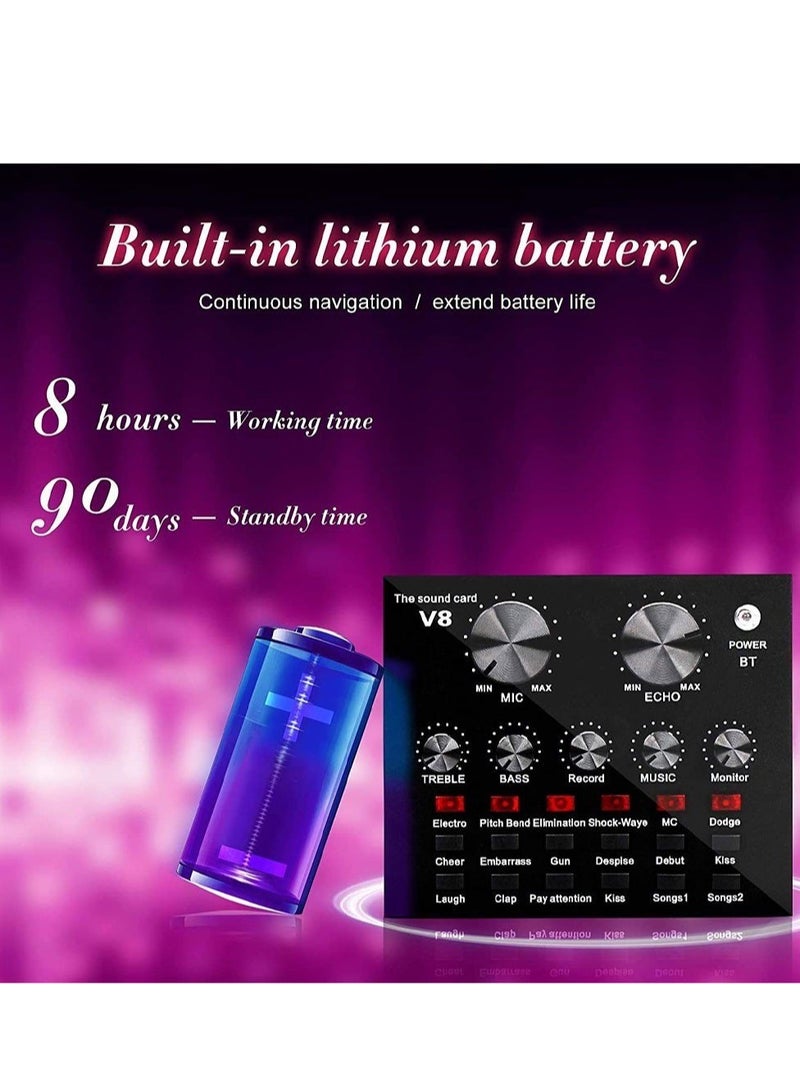 ELTRAZONE Microphone,Live Sound Card & BM800 Suspension Microphone Kit Broadcasting Recording Condenser Microphone Set Intelligent Volume Audio Mixer Sound Card for Computer PC Live Sound - Image 4