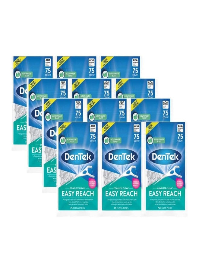 DenTek Complete Clean Easy Reach Floss Picks, No Break & No Shred Floss, 75 Count (Pack of 12 - Image 1