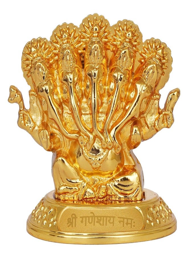 Tarash Luxe Premium Panchmukhi Metal Ganesha Idol Statue Showpiece for Car Dashboard, Home Temple and Office Decor |(2.5 x 1.77 x 2.56 Inches) Gold - Image 1