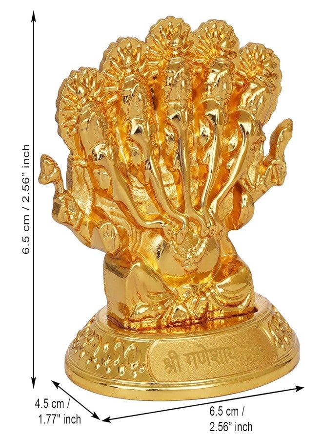Tarash Luxe Premium Panchmukhi Metal Ganesha Idol Statue Showpiece for Car Dashboard, Home Temple and Office Decor |(2.5 x 1.77 x 2.56 Inches) Gold - Image 4