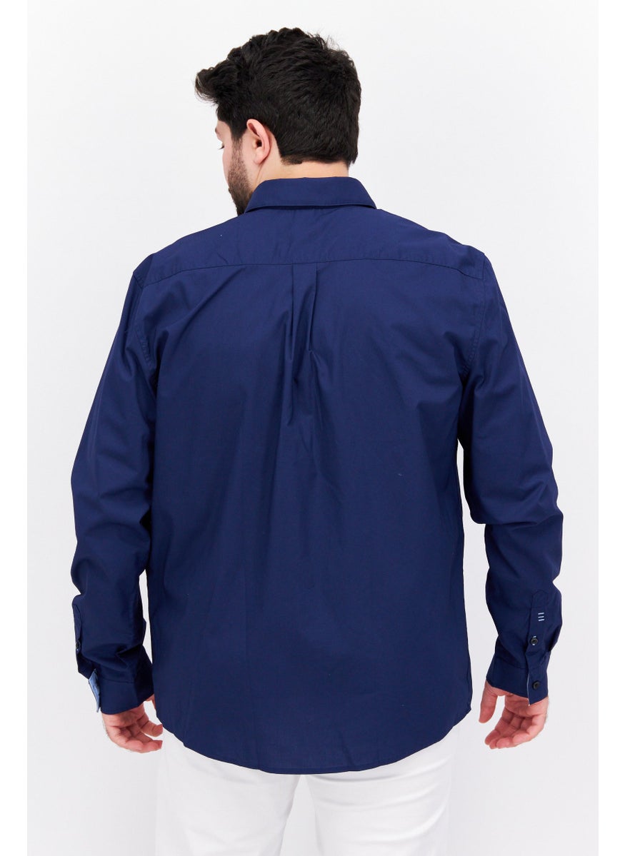 ESPRIT Men Regular Fit Plain Long Sleeves Casual Shirt, Navy Blue  - Image 2