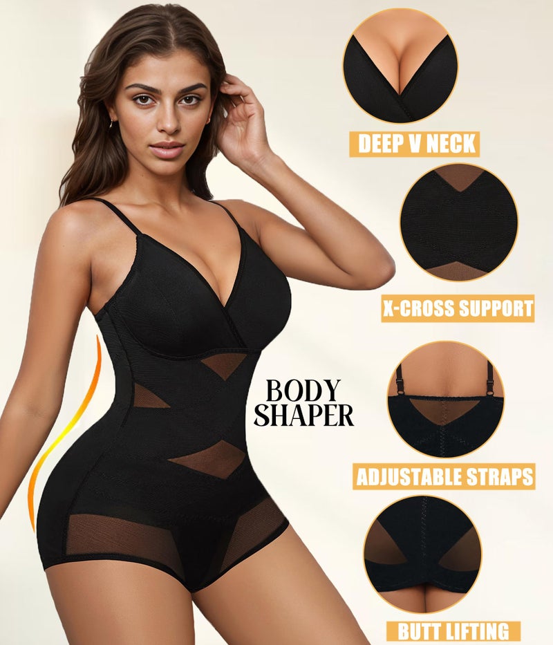 Avidlove Shapewear for Women Plus Size Bodysuit Body Suits Tummy Control Shapewear with Bra(Black,XX-Large) - Image 4