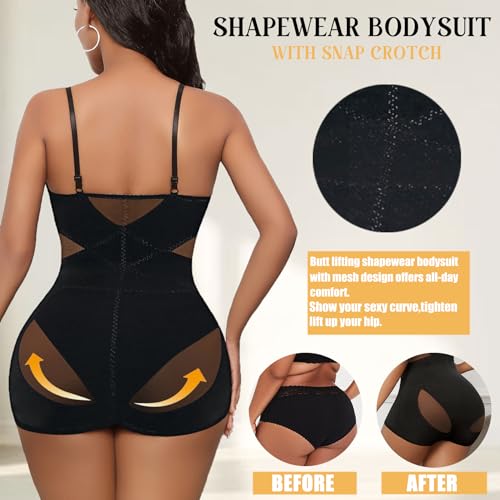 Avidlove Shapewear for Women Plus Size Bodysuit Body Suits Tummy Control Shapewear with Bra(Black,XX-Large) - Image 2