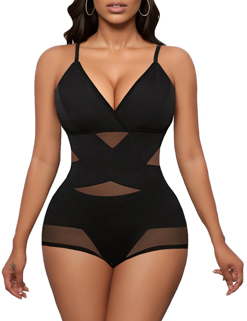 Avidlove Shapewear for Women Plus Size Bodysuit Body Suits Tummy Control Shapewear with Bra(Black,XX-Large) - Image 1