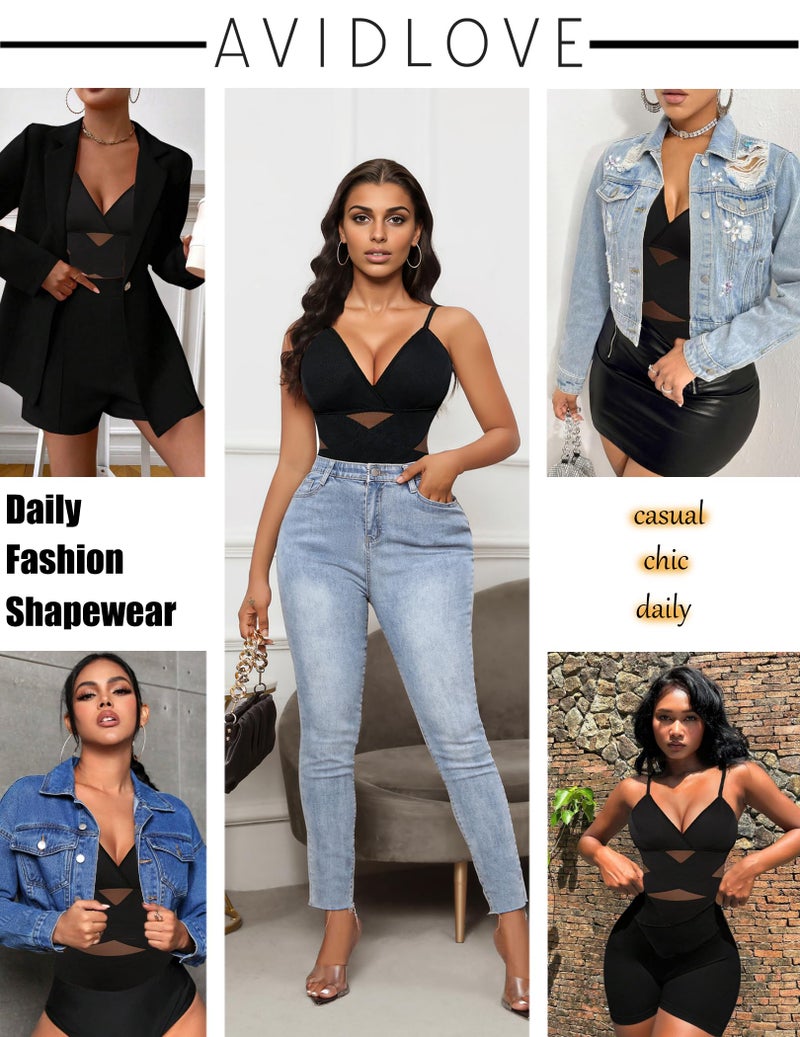 Avidlove Shapewear for Women Plus Size Bodysuit Body Suits Tummy Control Shapewear with Bra(Black,XX-Large) - Image 5