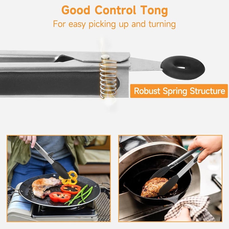 BENCI BENCI Silicone Kitchen Tongs 9Inch for Cooking with Silicone Tips Heat Resistant Tongs for Serving Food Locking Silicone Tongs Salad Tongs Black Kitchen Utensils Set of 1 Black - Image 5