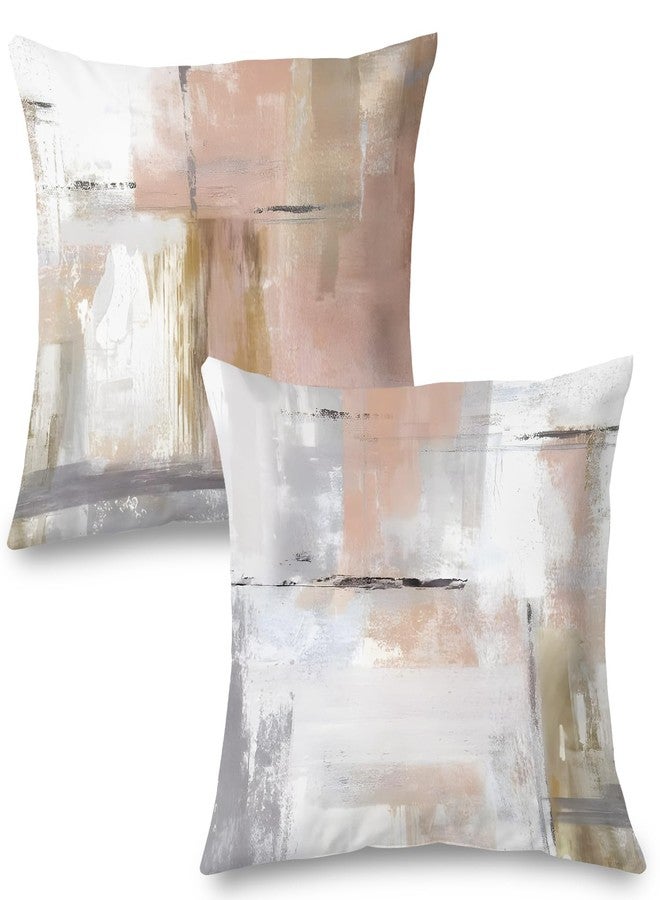 Supwhd Grey and Pink Throw Pillows Cover, Grey and Pink Decorative Pillow for Bed Couch Living Room Girls Room 18x18 Set of 2 - Image 1