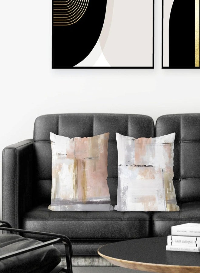 Supwhd Grey and Pink Throw Pillows Cover, Grey and Pink Decorative Pillow for Bed Couch Living Room Girls Room 18x18 Set of 2 - Image 2