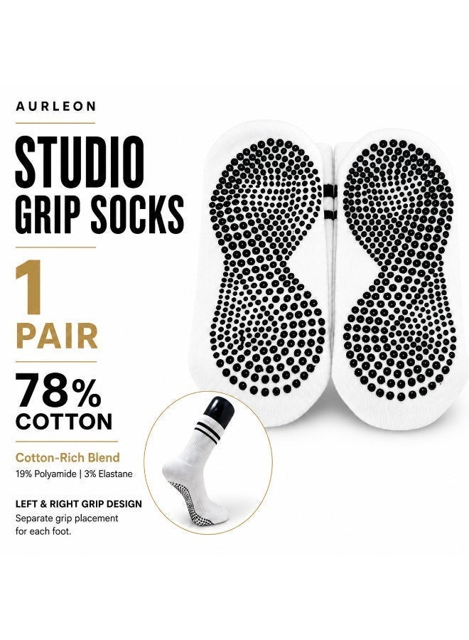 Aurleon Studio Grip Socks – 1 Pair – Dual Silicone Sole – Flat Seam Toe – Cushioned Terry Sole – Arch Support  – Made in Turkey - Image 1