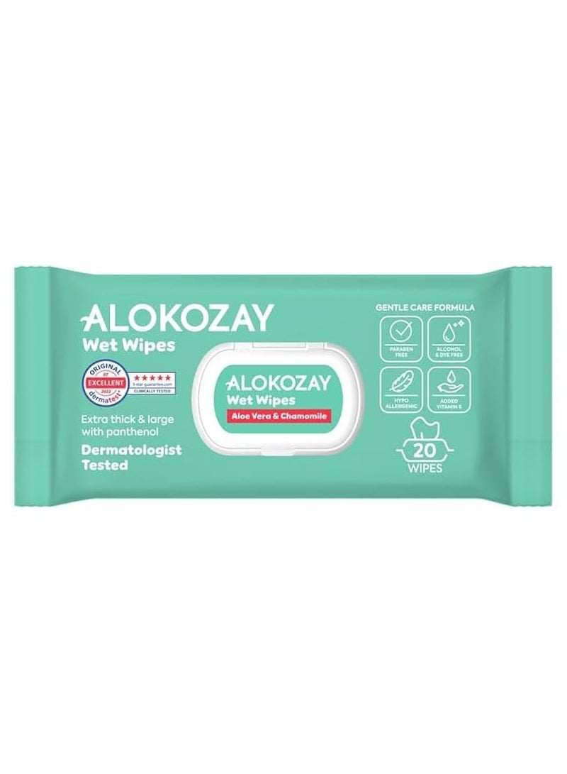 Alokozay Baby Wet Wipes Aloe-Vera And  Camomile 20 Wipes - Image 1