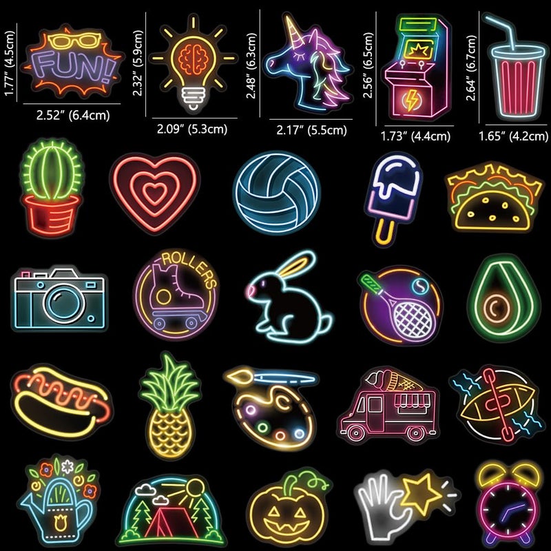 Jyu Daam 150 Pcs Cool Neon Sign Vinyl Stickers for Kids Teens Waterproof Water Bottle Stickers Pack for Laptop Phone Case Guitar Skateboard Helmet Bike Car Decals School Carnival Party Favors Supplies - Image 2