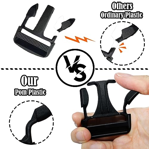 BelugaHelper Buckles Straps 1.5 Inch, Webbing Straps 6 Yards, Quick Side Release Plastic Buckles 4 Packs, Tri-Glide Slide Clip 12 PCS, No Sewing Required Heavy Duty Durable, Backpack Parachute Replacement. - Image 4