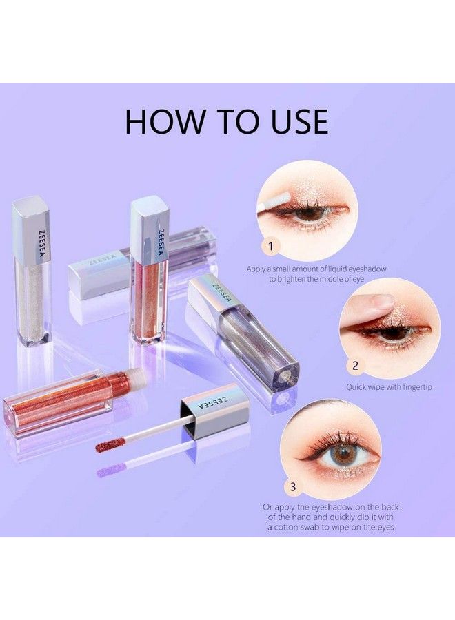 ZEESEA Glitter Galaxy Colored Liquid Eyeshadow Dazzling Shimmer Eye Makeup High Pigmented & Long Lasting (06 Pandora Box) - Image 5