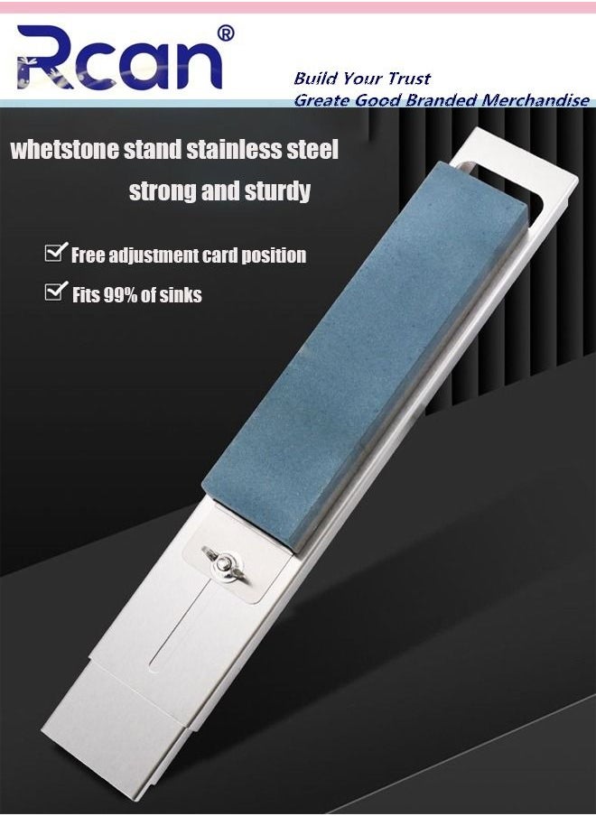 Whetstone Bracket Sink Stainless Steel Whetstone Frame Metal Adjustable Non Slip Anti Rust Thickened Fixed Frame With Double Sided Sharpener Sharp Suitable for Most Household Sinks kitchens