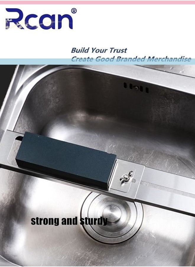 Whetstone Bracket Sink Stainless Steel Whetstone Frame Metal Adjustable Non Slip Anti Rust Thickened Fixed Frame With Double Sided Sharpener Sharp Suitable for Most Household Sinks kitchens
