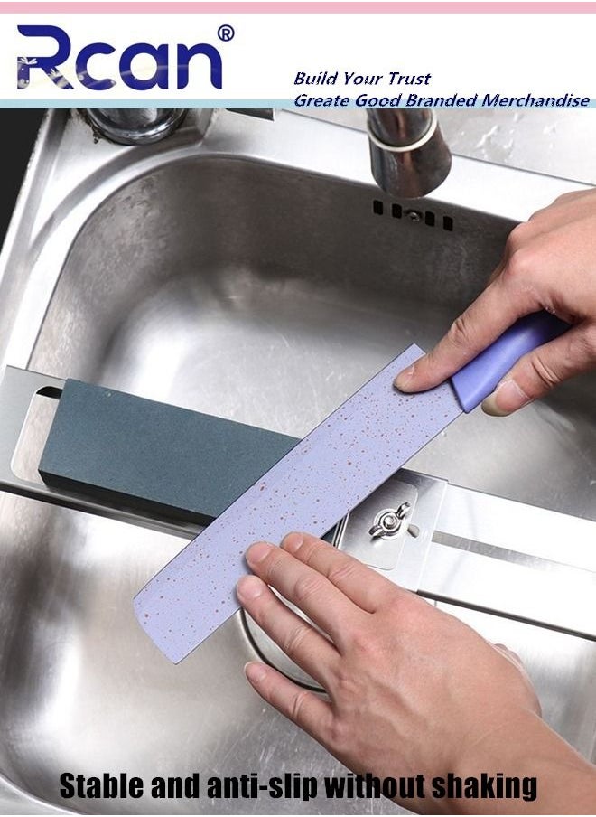 Whetstone Bracket Sink Stainless Steel Whetstone Frame Metal Adjustable Non Slip Anti Rust Thickened Fixed Frame With Double Sided Sharpener Sharp Suitable for Most Household Sinks kitchens