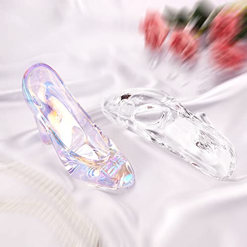 SHOWLOUE Cinderella Shoe Decor, Crystal High Heels Shoes Ornaments Glass Slipper Decoration Gift for Wedding Birthday Halloween Christmas Party, 5.12" x 2.36" x 4.33", Colorful Transparent - Image 5