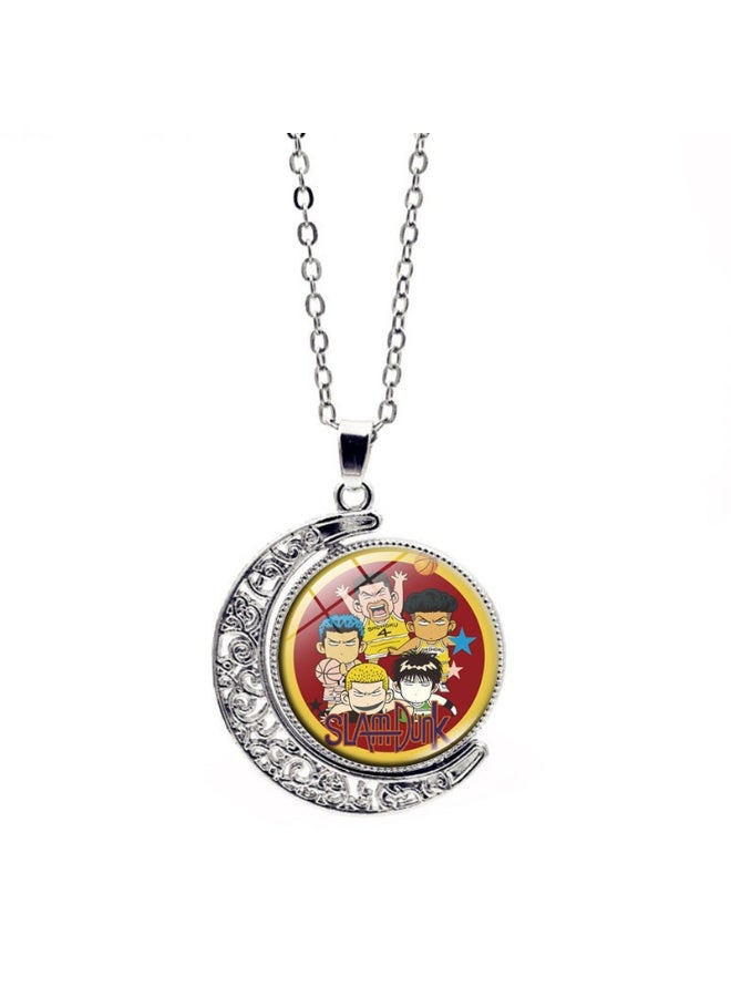 KUYING New Slam Dunk Double Sided Rotating Moon Pendant Necklace 