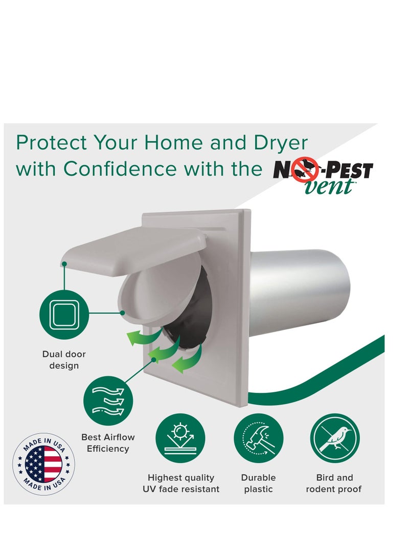SYOSI Dual Door Dryer Vent Cover Outdoor 4 inch, Made in USA, The ONLY Dryer Vent with a DUAL DOOR DAMPER To Seal Your Home, No Lint Collecting Screen - Image 2