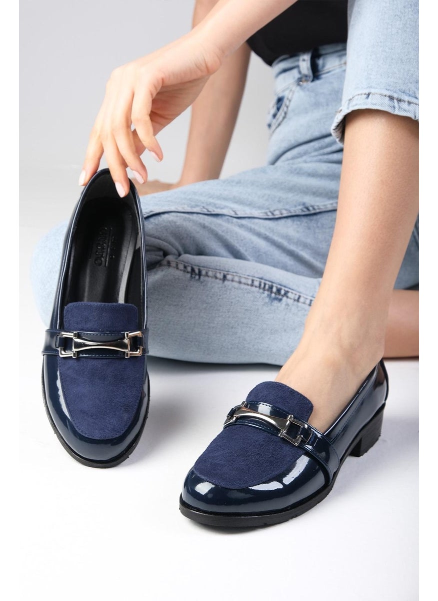 Navy Blue Color Patent Leather and Suede Women's Casual Oxford Flat Shoes - pzsku/Z99EE1E9601B21E2F6B63Z/45/_/1740631154/a39a5a94-15f1-41a2-83f4-1a14e69fcea4