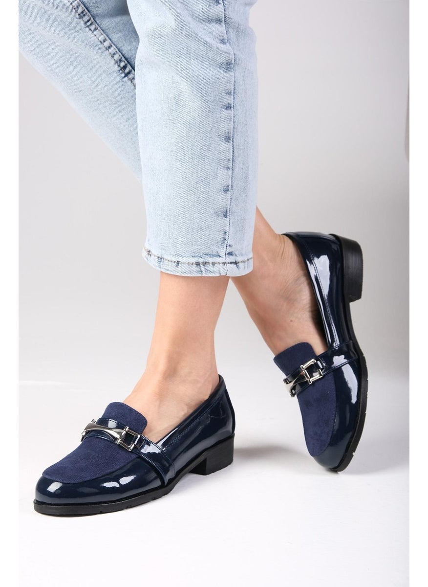 Navy Blue Color Patent Leather and Suede Women's Casual Oxford Flat Shoes - pzsku/Z99EE1E9601B21E2F6B63Z/45/_/1740631156/9a3f4532-0bf1-4b65-bf8c-8b59e73bda75