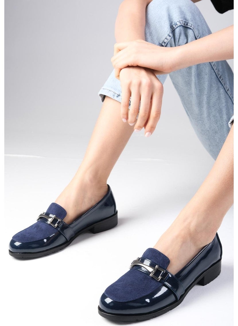 Navy Blue Color Patent Leather and Suede Women's Casual Oxford Flat Shoes - pzsku/Z99EE1E9601B21E2F6B63Z/45/_/1740631159/4644a158-5699-4255-b69a-0b3ef09a9135