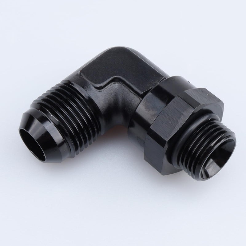 AC PERFORMANCE Black Aluminum 90 Degree 10 AN Male Flare to 10 AN ORB O Ring Port Thread 78 x 14 Swivel Fitting Adapter
