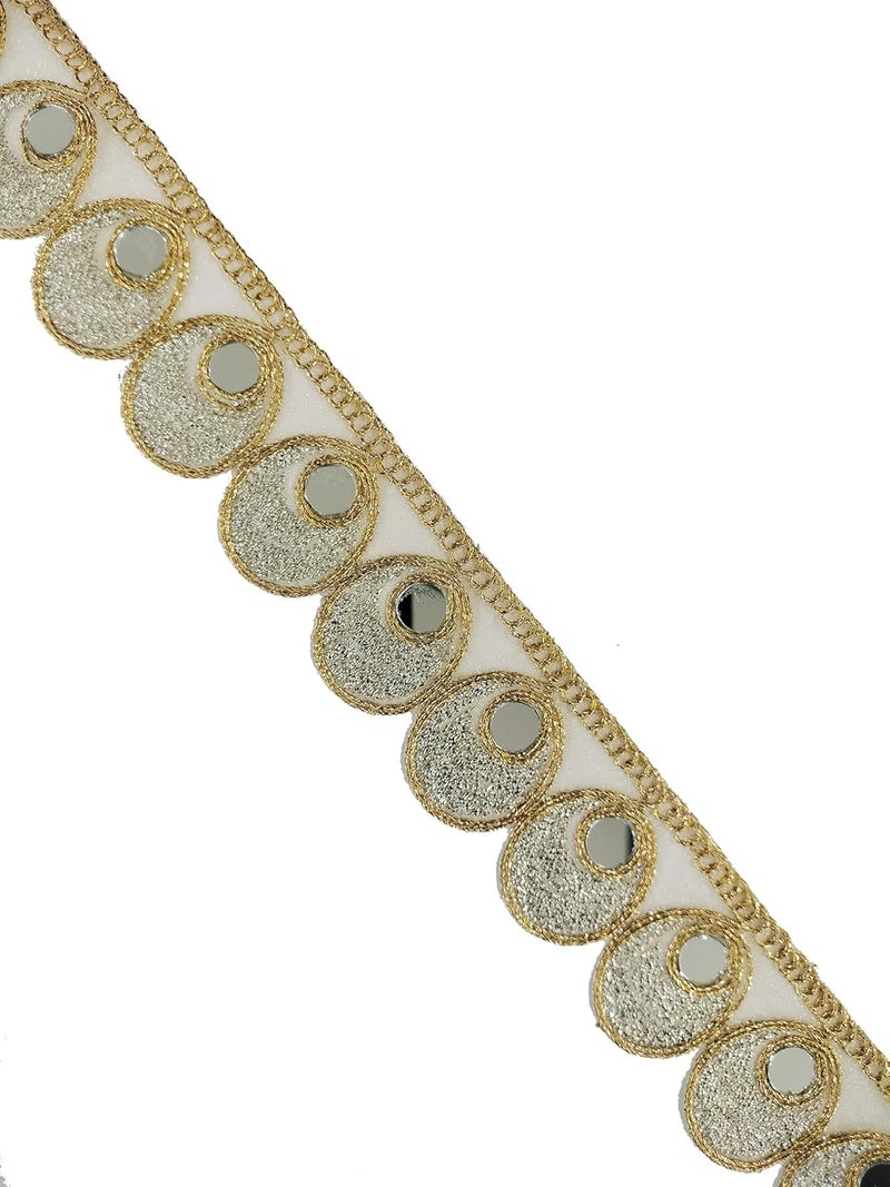 Generic Balar Creation Laces and Boders Matiral Mirror Work for Womens Dresses Dupatta Bridal Dresses Saree Lehengas Palazzo Anarkali Suits Blouses Craft and Home Decor Silver Gold  - Image 5