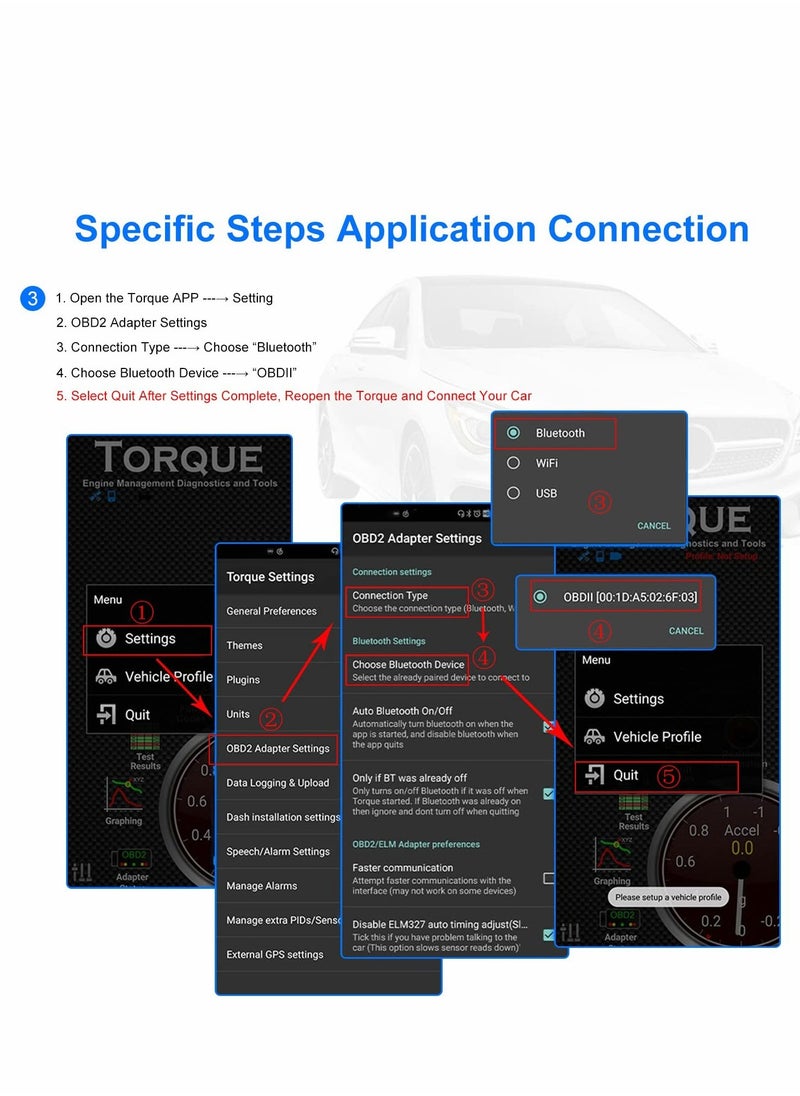 Generic - Car OBD2 Scanner Bluetooth Diagnostic Tool Code Reader Check Engine Light for Andriod iOS Windows - Image 1