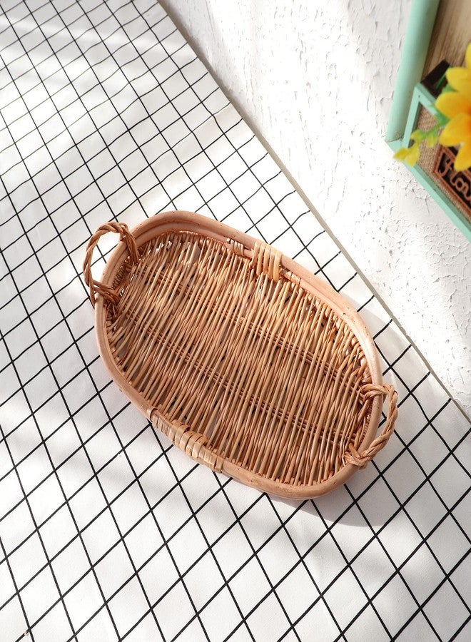 SHCMSADO Ellipse Serving Tray with Handles(16 Inches)-Stylish and Functional Serving Tray for Appetizers, Drinks, and More -Large Oval Tray Made of Wicker. - Image 5