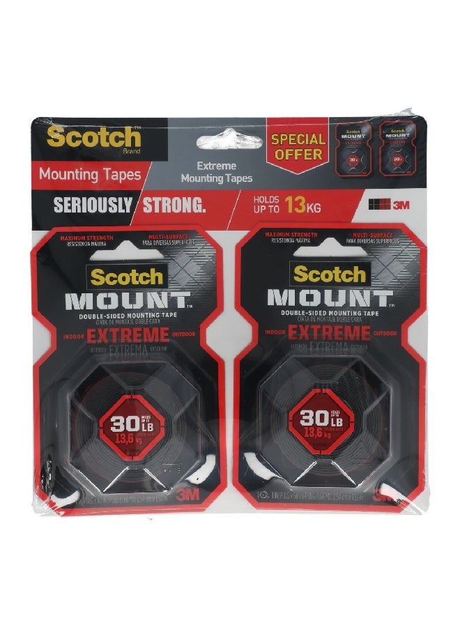 Scotch  Extreme Double-Sided Twin Pack Mounting Tape Black 1 x 60inch XN006300554 - Image 1